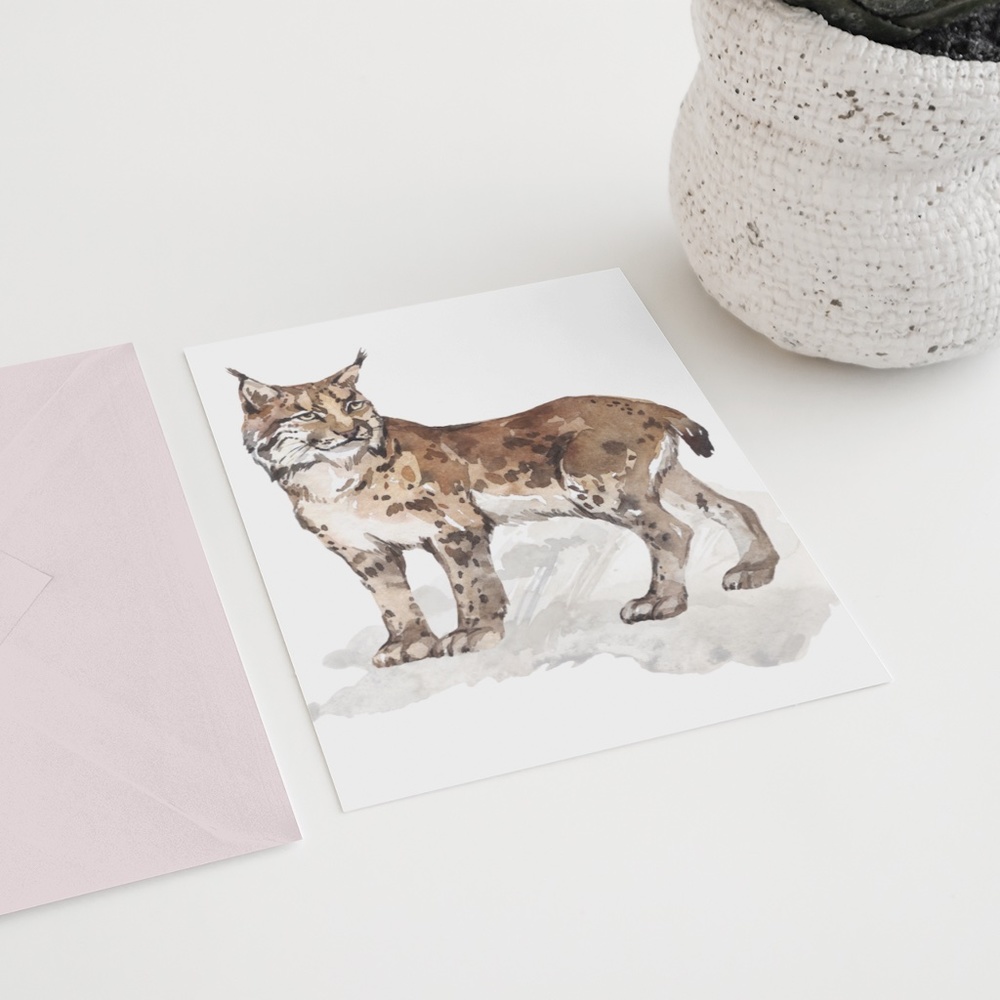 Wall Art Watercolor Lynx Bobcat Illustration Print Poster Unframed - Picture 8 of 17